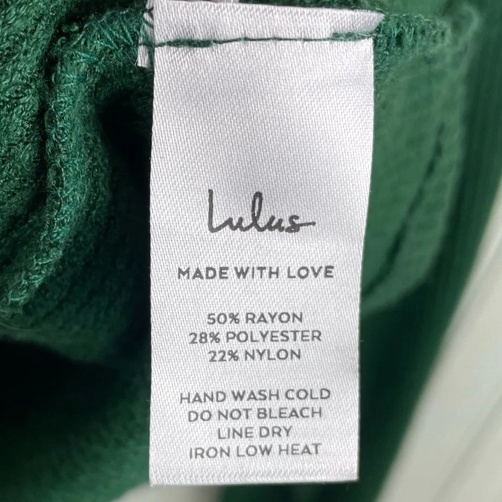 Lulus Seasonal Essential Green Waffle Knit Turtleneck Long Sleeve Top Size Small
